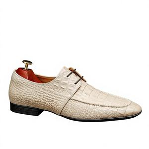 Chaussures habillées pour homme en cuir véritable à lacets, pour mariage, semelle en caoutchouc, respirantes, antidérapantes, semelle souple, Derby - Product Image 1