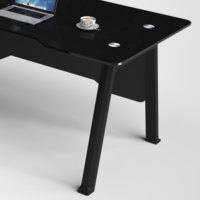 Bureau de travail moderne en verre multicolore en forme de L pour manager 2025 - Mobilier commercial multifonctionnel