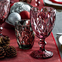 Vente en gros Fête de mariage Vintage Champagne Bleu Ambre Eau Vin Tasses Verrerie colorée Gobelets roses