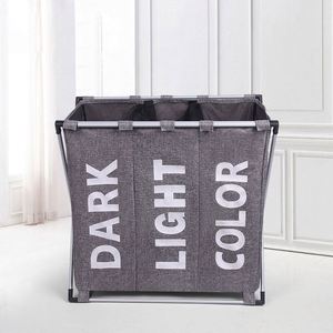 Cesto de Ropa Sucia de 3 Niveles Amzn con Marco de Aluminio, Bolsa Resistente para Ropa Sucia, para Baño, Dormitorio, Hogar - Product Image 4