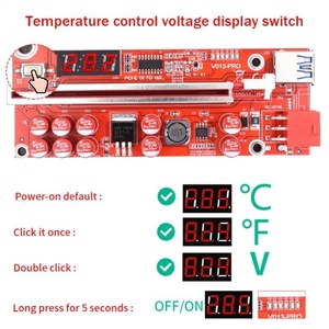 Nueva Tarjeta Riser V013-pro con Indicador LED de Temperatura, 10 Capacitores, Tarjeta Riser PCIE V013 Pro X1 X16 a Conector de Alimentación de 6 Pines - Product Image 4