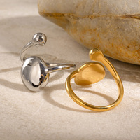 Bague ouverte Gaovo en acier inoxydable plaqué or 18 carats avec boule géométrique, bijou tendance et minimaliste pour femme