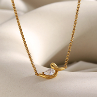Dreamshow Colliers de mode en zircon goutte d'eau Chaîne en corde plaqué or Bijoux en acier inoxydable