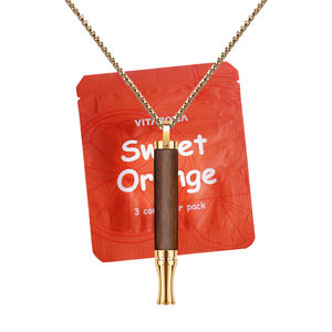 Mentol de madera chapado en oro Relajante Depresión Hierbas secas Dejar de fumar Aceites esenciales portátiles Náuseas Nariz Inhalador Collar - Product Image 4