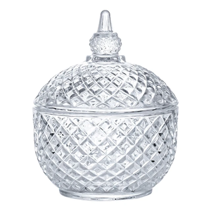 Boîte à bonbons en verre gravée avec couvercle en forme de pointe, pot à sucre, boîte de rangement pour clés et bijoux TG014 - Product Image 1