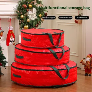 Multi-Size Red PE Lightweight Christmas Wreath Storage Bag with Carry Handles for Garland Decoration Organization - Product Image 2