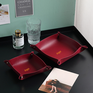 Bandeja de couro para joalheria, organizador de bandeja para mesa de entrada, mesa de mesa única redonda à prova d'água para comodidades - Product Image 2