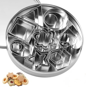 YS 24-Piece Mini Geometric Metal Eco-Friendly <b>Cookie</b> <b>Cutter</b> Set with 8 Unique Shapes in 3 Sizes DIY Cake Decorations - Product Image 1