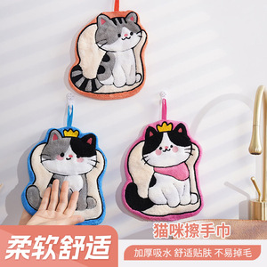 Toallas de Mano de Felpa de Coral con Dibujos Animados de Gatos, para Colgar en la Cocina o el Baño - Product Image 5