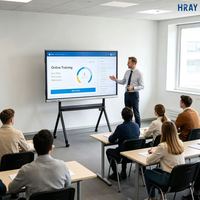 Pizarra Interactiva HRAY de 85 Pulgadas con Marco Ultra Delgado de Aluminio, Vista Panorámica de 178 Grados, Tiempo de Respuesta de 8ms para Reuniones Remotas por Video
