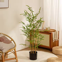 2025 penjualan terlaris hijau Anti UV sentuhan nyata tanaman hijau buatan tanaman Bonsai bambu buatan untuk dekorasi ruangan dalam ruangan