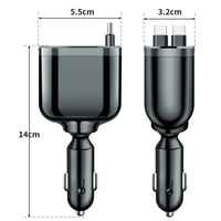 Chargeur de voiture compact et efficace 5 en 1 rétractable et rotatif avec adaptateur USB à charge ultra rapide PD QC 3.0