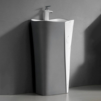 Lavabo sur pied moderne en céramique, style contemporain, avec mitigeur, pour salle de bain