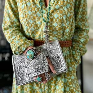 Borsa a Mano <span class=keywords><strong>in</strong></span> Stile Occidentale alla Moda, Vintage <span class=keywords><strong>in</strong></span> PU con Goffratura <span class=keywords><strong>Argento</strong></span>, Grande Capacità per Donne, Borsa Portatile - Product Image 5