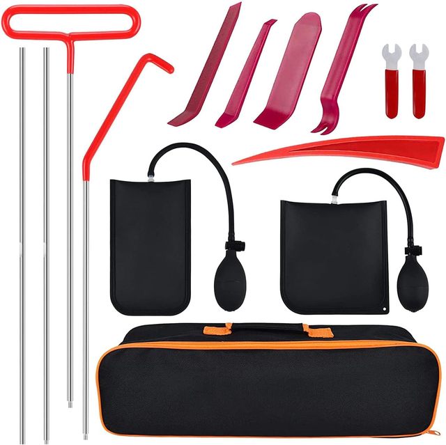 14 Pcs Long Reach Grabber Air Wedge Locksmith Auto Opener Kit Lockout Car Alternator Pulley Open Fitting Tools
