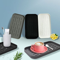 Plateau de rangement de cuisine salle de bain, support de vaisselle, plateau à savon, organisateur de rangement, plateau en Silicone