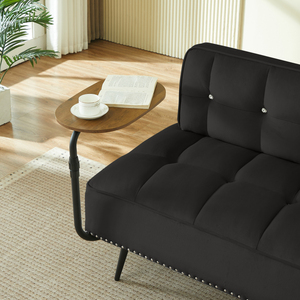 Modern Two Seater Velvet Sofa 54 Inch With <b>Backrest</b> And Rotating Side Table Entryway Ottoman Multi Use Bench Office Desk - Product Image 3