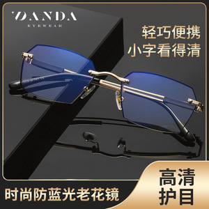 Gafas de Lectura sin Montura Dy8116, Lentes Azules con Protección Contra la Luz Azul, Forma Ovalada, Unisex, Estilo Ejecutivo - Product Image 4