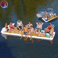 Isla inflable al aire libre, plataforma flotante para nadar en el mar, hecho en China, 4,6 m x 3,6 m
