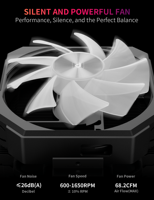 Enfriador de CPU ARGB upHere, Ventilador de CPU RGB de 120 mm, Enfriador de Aire para CPU para LGA1851 1700 AM5 AM4 LGA1200 Intel AMD, Ventilador de Refrigeración para PC