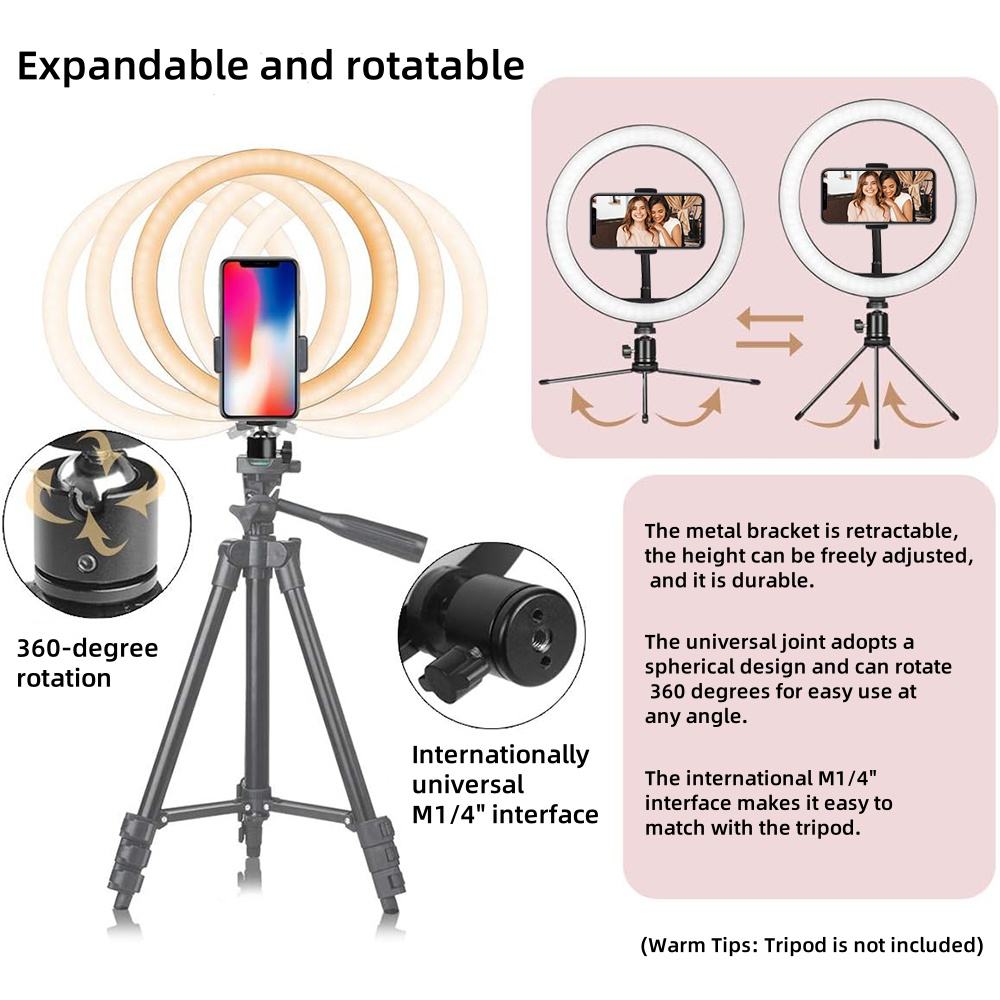 Hongdak Factory 10 Inch Ring Fill Light RGB Live Led Colorful Ring Light Mobile Live Desktop Tripod Fill Light