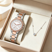 Montre à quartz ultra-fine de luxe à trois aiguilles avec collier assorti pour femmes