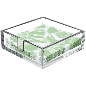 Acrylic Cocktail Paper Napkin Holder Decorative Clear Cocktail Caddy Beverage Napkin Holder