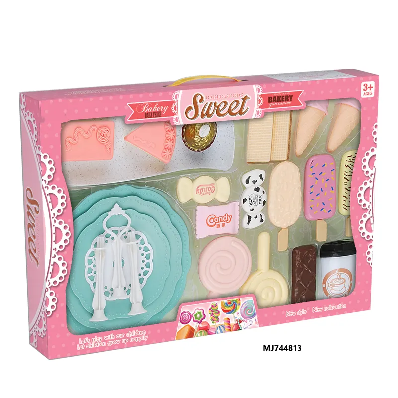 New Toy Dessert Window Box 27 Stück Setkids Pädagogisches Rollenspiel Rollenspiel Nachmittags tee Schokoladen kuchen Set Plastiks pielzeug