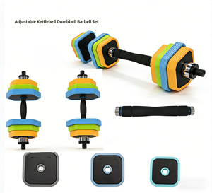 Juego de <span class=keywords><strong>Mancuernas</strong></span> Ajustables 2 en 1 a Barra con Discos de Peso de Colores y Agarre Ergonómico Antideslizante para Entrenamiento de Fuerza en Casa - Product Image 1