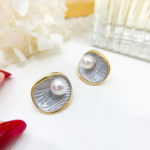 S925 <b>Silver</b> DIY Pearl Accessories Empty Stand with 6-9mm Round Beads 21744 Fashion <b>Stud</b> <b>Earrings</b> - Product Image 2