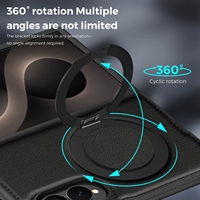Funda Magnética para Teléfono con Anillo Giratorio de Metal y Cuero de Lujo para Samsung Galaxy Z Fold 8 Ultra 7 6