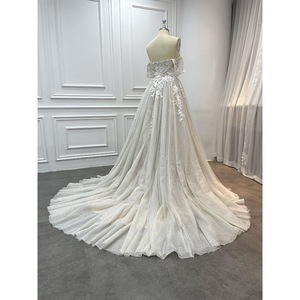 Magnifique robe de mariée à épaules dénudées <span class=keywords><strong>2022</strong></span>, style <span class=keywords><strong>civil</strong></span> bohème, appliquée, perlée, <span class=keywords><strong>robes</strong></span> de mariée modestes, <span class=keywords><strong>robes</strong></span> de mariée scintillantes pour femmes - Product Image 4