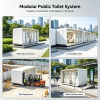 Cabine d'assainissement urbaine transportable intégrée haut de gamme avec compartiments masculins et féminins, atelier modulaire et appartement
