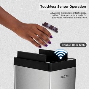 Pattumiera da Cucina Automatica GeradiVoxa con Sensore di Movimento, 8 Galloni, in Acciaio Inossidabile Opaco, Chiusura Silenziosa - Product Image 4