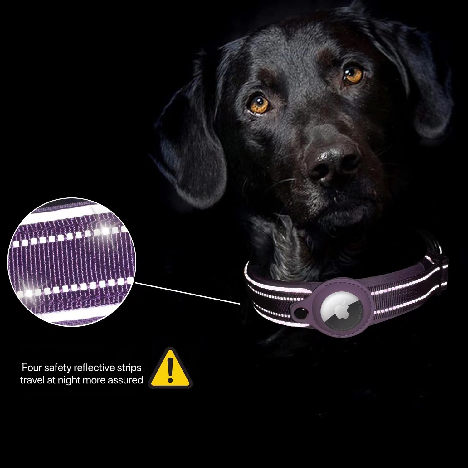 Hot Sale Airtag colorful Reflective Dog Pet Nylon Necklace Light Training Collar For Pet Dog