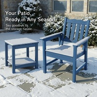 Chaise de jardin bleue résistante aux intempéries, chaise de salle à manger d'extérieur avec dossier incurvé pour jardin, véranda, piscine et terrasse