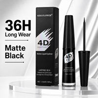 KISS FLOWER Eyeliner liquide mat 4D, longue tenue 36H, imperméable, anti-bavures, noir, pointe fine de précision, 3,5 ml