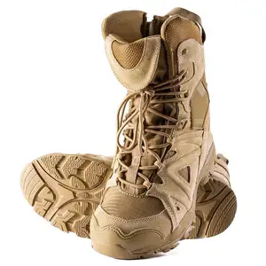 YAKEDA Genuine Leather Tactical Deserts Boots Delta Operator Combat Boots With Side YKK Zipper Tactical Shoe