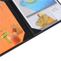 Carpeta Portamenués Personalizada con Logotipo para Hotel o Restaurante, Cubierta de Cuero PU Negro, 4/6 Vistas, para Menús de Comida