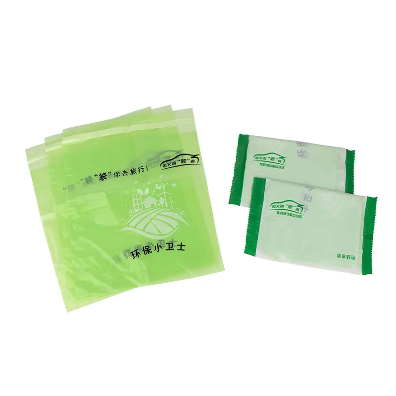 Sacos autoadesivos para viagem, logotipo personalizado impresso biodegradável saco de lixo de carro limpeza