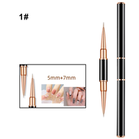 Outils de ligne de peinture d'ongle personnalisé double face manche en métal noir brosse à ongles en tube or rose pointes fines