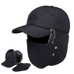 Hot Winter Outdoor Warm Adjustable <b>Black</b> Furry Fluffy 5-Panel Polyester/Cotton/Metallic Ear Trapper <b>Hat</b> for <b>Men</b> - Product Image 1