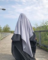 Khimar Femme Musulmane Haute Qualité Couleur Unie, Tissu Respirant Simple Couche, Style Classique et Tendance