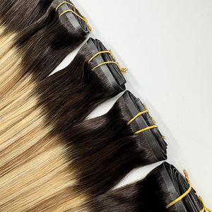 Nuevo diseño Clip sin costuras en extensión de cabello Extensiones de cabello de trama de piel de Pu sin costuras Clip en extensión de cabello humano de color Ombre - Product Image 4