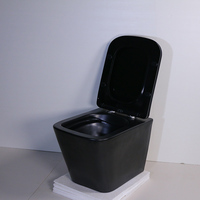Medyag Carré Noir Mat Sans Monture Cuvette de Toilette Murale Lavable WC Céramique P-trap Toilettes Suspendues