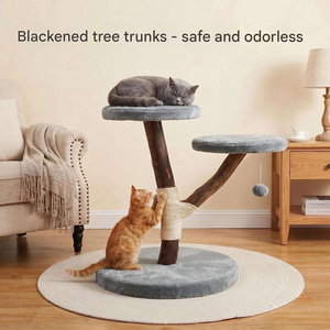 Solid Wood Integrated Fruitwood <b>Cat</b> <b>Tree</b> Cozy Den Jute-surfaced <b>Scratching</b> <b>Post</b> Jumping Platform Simplicity Style - Product Image 3