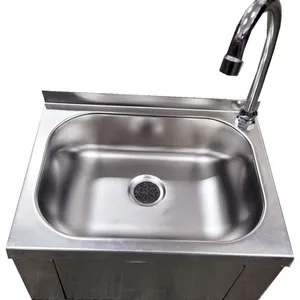 Bathroom Washbasin Sink Stainless Steel Wall Hung Mounted Hands Free Knee Operated Sink