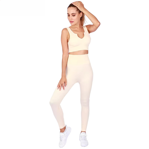 Hochwertiges Fitness-Set mit hoher Taille und Po-Lifting-Effekt, 2-teiliges Yoga-Set, nahtlose Stretch-Leggings für Damen, Workout, Laufen - Product Image 5