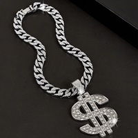Collier chaîne cubaine avec pendentif dollar incrusté de cristaux, style hip-hop pour enfants, accessoires de danse de rue et de boîte de nuit – Vente chaude