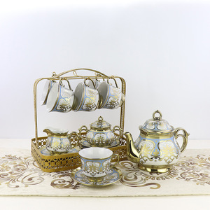 Juego <span class=keywords><strong>de</strong></span> té galvanizado con estante <span class=keywords><strong>de</strong></span> hierro, juego <span class=keywords><strong>de</strong></span> té y café <span class=keywords><strong>para</strong></span> 6 personas, 17 Uds. - Product Image 1